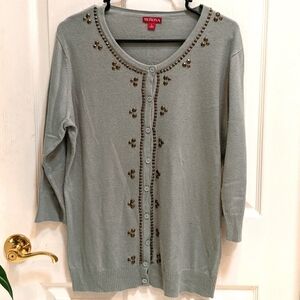 Merona Olive Cardigan with Stud Emb. Size Large